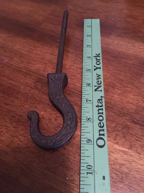 Antique Cast Iron Hook Ornate Hat Coat hanger Clothing industrial hardware