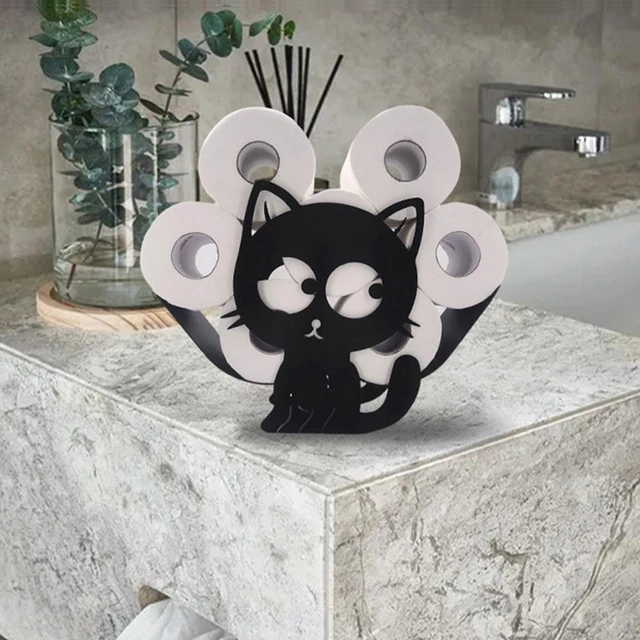 Soporte creativo para rollos de papel higiénico lindo adorno para gato tela toalla estante de almacenamiento,