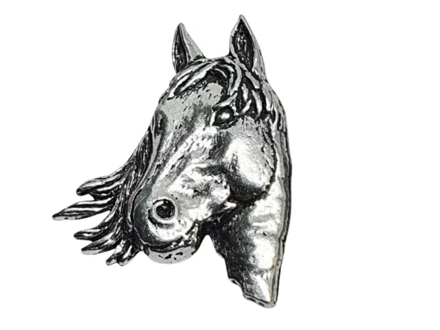 Horse Head Pin Badge Pewter Brooch Racing Nature Pewter Tie Pin Lapel Pin Badge