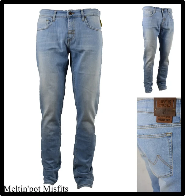 JEANS MELTIN POT uomo Elasticizzato Slim Fit Skinny a Vita Bassa w33 chiari 48 EUR 49 99 PicClick IT