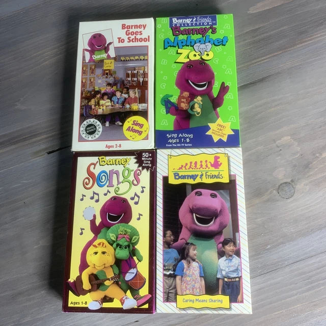 LOT OF 4 Barney VHS Barney Goes To School Alphabet Zoo Caring Means