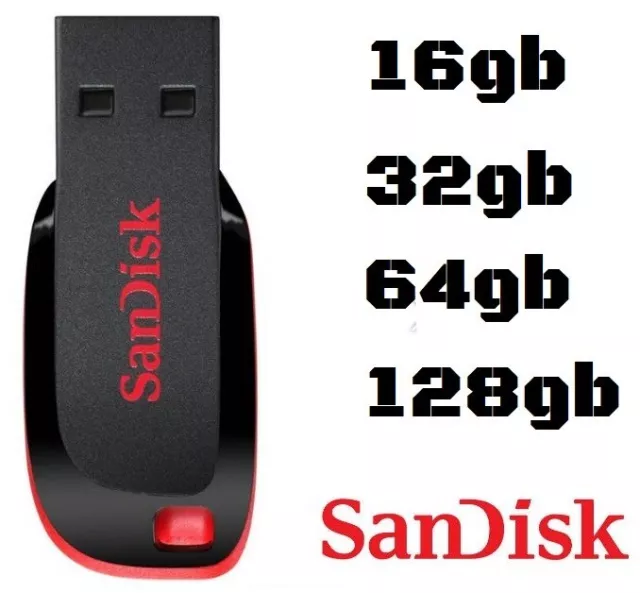 SanDisk Cruzer Blade USB 16 GB 32 GB 64 GB 128 GB 2.0 chiavetta di memoria unità flash