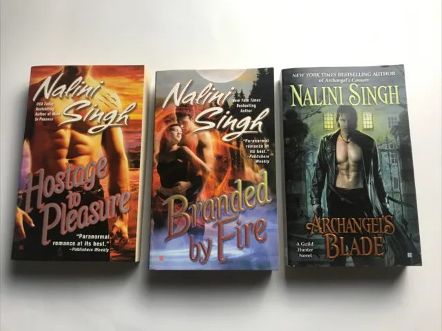 3 Nalini Singh Books Branded By Fire & Archangel's Blade + Hostage To Pleasure
