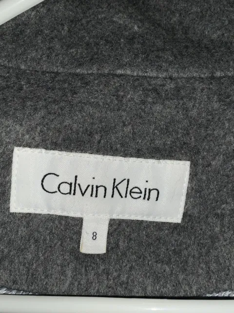 CALVIN KLEIN COAT Women's Grey Wool Blend Double Breasted Pea coat ...
