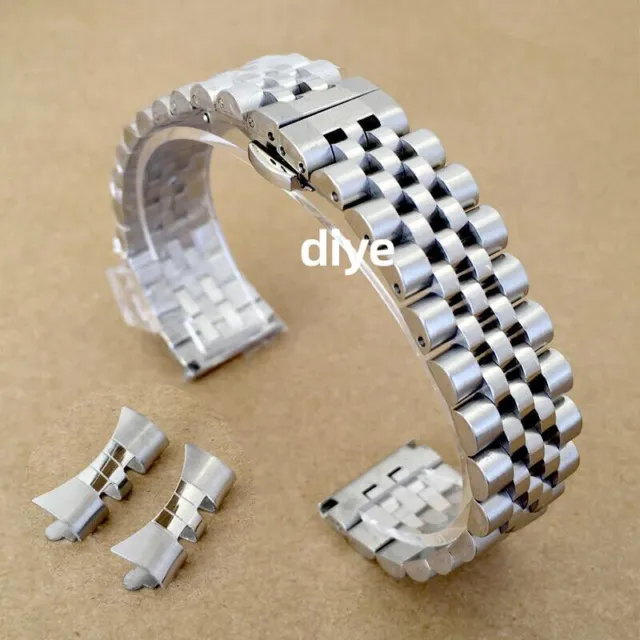 Jubilee Straight+Curved End 12mm-24mm Bracelet Stainless Steel Watch Strap Band