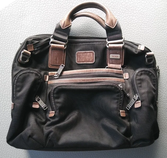 TUMI ALPHA BRAVO Brooks slim Briefcase laptop Messenger Bag Black USED FREE SHIP 2