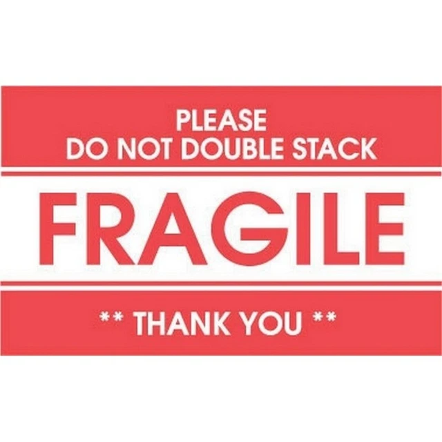 3" x 5" Fragile Please Do Not Double Stack Thank You Labels (500 per Roll)