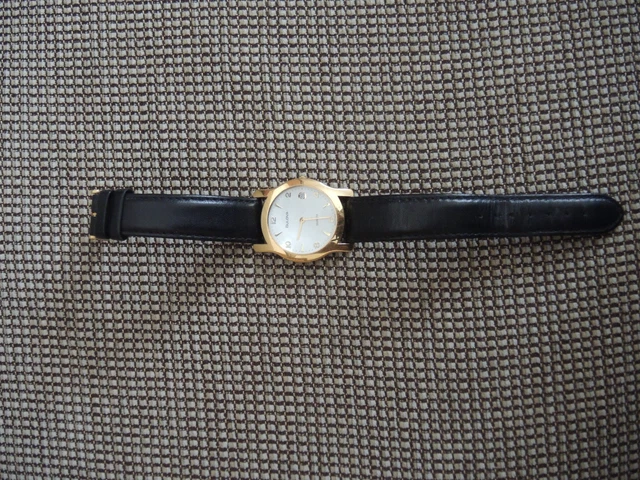 Montre Bracelet Femme Yonger & Bresson Swiss Made - Cadran Noir Et Doré, Avec Dateur, Occasion En Très Bon état, Montre élégante