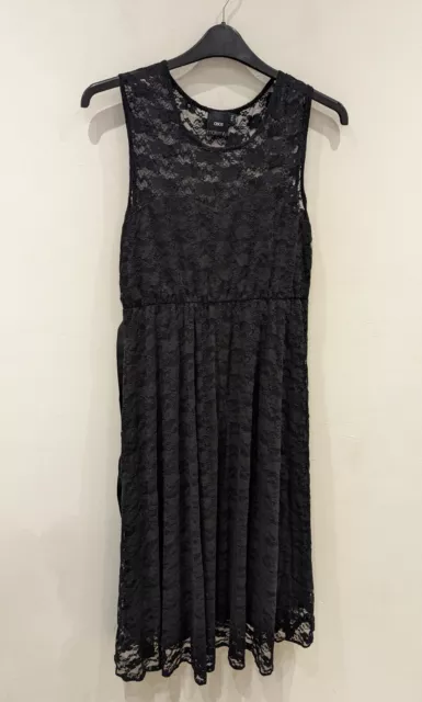 ASOS Maternity Lace Midi Dress Size 12 Black Layered Tie Up Sleeveless FLAW