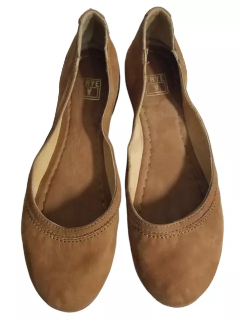 FRYE Carson Ballet Flats Suede Leather Camel Tan Women's Size 6.5  Slip On Shoes