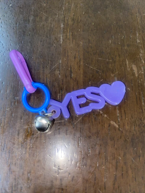 Vintage 1980s Plastic Bell Charm Purple Word YES For 80s Charm Necklace
