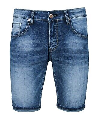 Da Uomo Prossimo SLIM FIT STRETCH VITA 36" Blu Denim Jeans Corti ricomparso 98% COTONE 