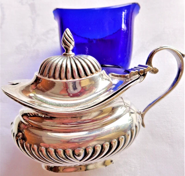 Antique Rare 1900 Sterling Silver Mustard Condiment Pot Georgian Repousee Design