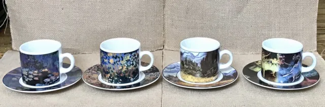 Sakura Artists Espresso Mug Set Demitasse Cups w Saucers Van Gogh Monet Degas