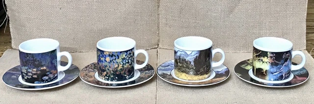 Sakura Artists Espresso Mug Set Demitasse Cups w Saucers Van Gogh Monet Degas