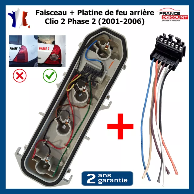 Réparation Connecteur + Platine Porte Lampes feux arriere pour Clio 2 Phase 2
