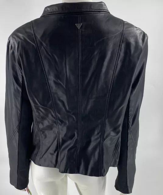 Sam Edelman Womens Faux Leather Jacket Size XL Black Asymmetrical Zip Moto NEW 3