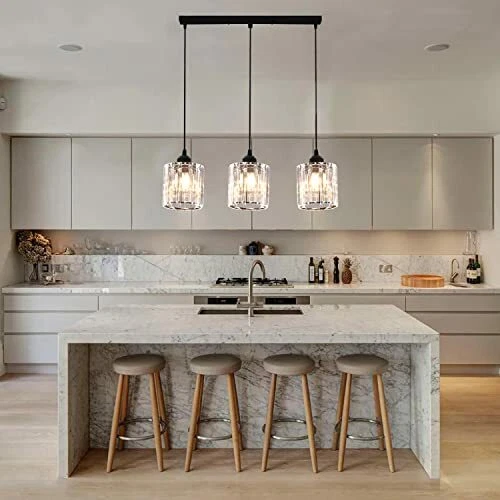 3 Light Pendant Lighting Kitchen Island Hanging Crystal Ceiling Lights Fixtures