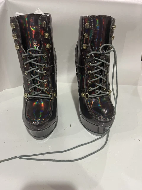 Liliana Shiny Pewter Platform Shoes Size 8 stripper exotic wear
