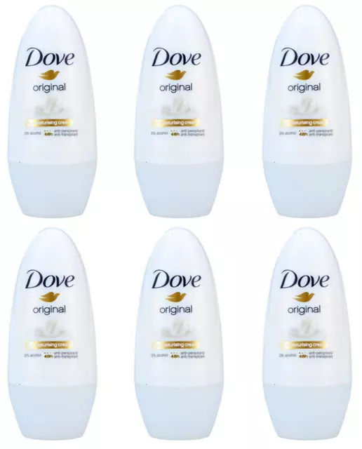 6x Dove Deo Roll-On Original Anti-Transpirant für 48H Schutz ohne Alkohol,NEU