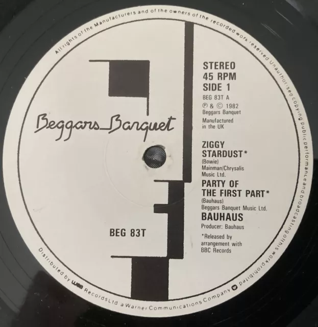 Bauhaus  Ziggy Stardust 12" Vinyl EP BEG83T VG+ 3