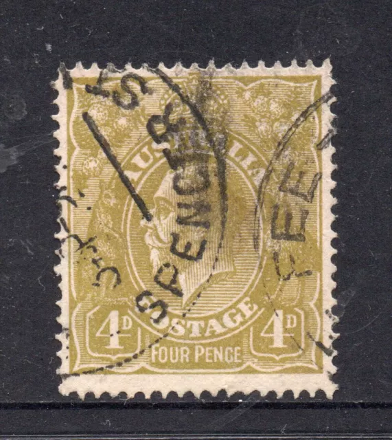 1924 Australia KGV Head. Four Pence stamp 4d. Olive Green. Single Wmk SG80a