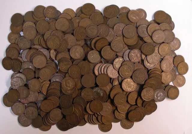 Lot of 500 Canada King George VI Small Cent coins 1937 to 1952 #10481