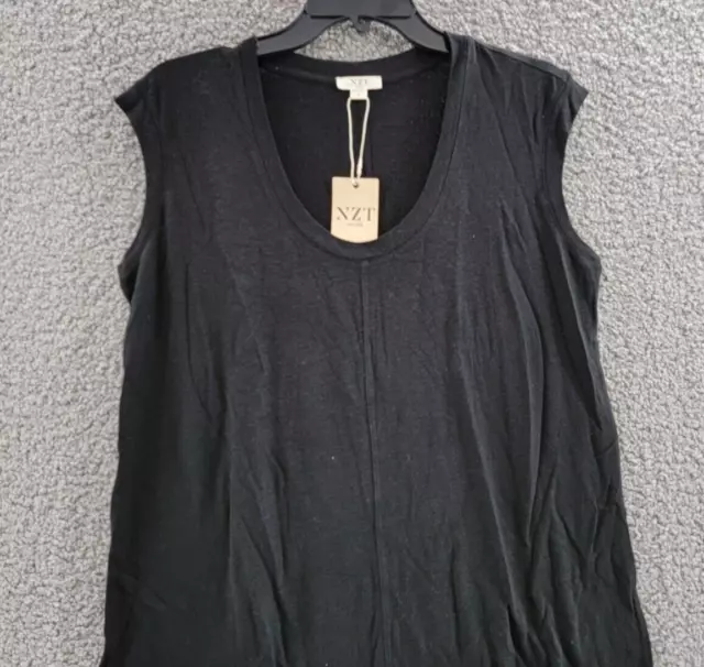 NIC+ZOE Scoop Neck Tank Dress Women's M Black Linen Blend Sleeveless Pullover 2