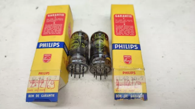 2x EL42 PHILIPS tube lampe NOS NEUF pour poste de radio TSF