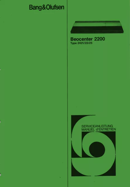 Service Schematics for Bang Olufsen Beocenter 2200 (2421,2422, 2425)