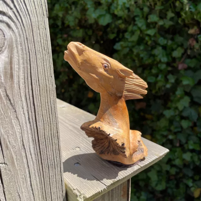 Vintage 6" Parasite Wood Jempinis Tree Sculpture Carving Speeding Horse Head