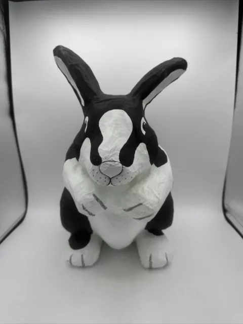 Dept 56 Bunny Rabbit Papier Paper Mache Large Black White 14.5” RARE