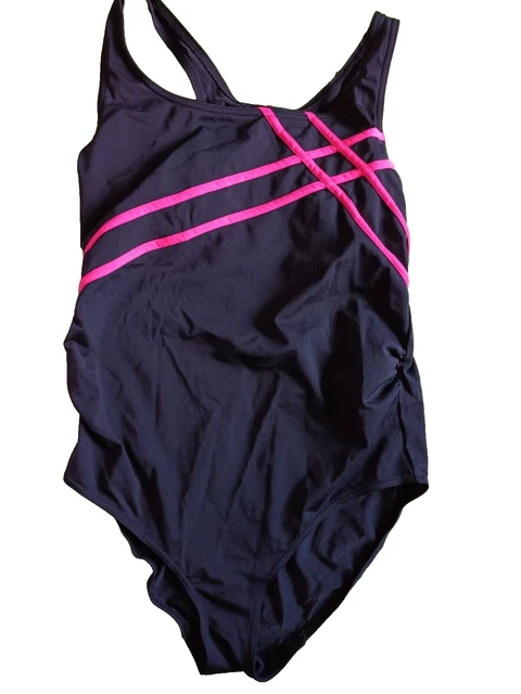 MOTHERCARE M2B BLACK Racerback Maternity Swimsuit With Pink Diagonal Pattern 10 19.99 PicClick UK