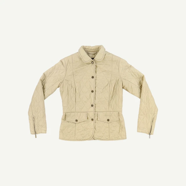 Vintage Barbour Womens Beige Jacket Coat Size 8