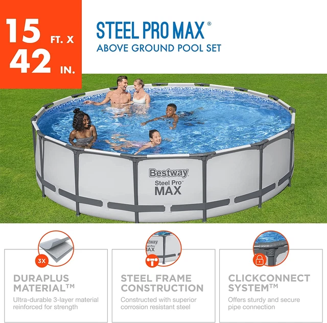 Bestway Steel Pro MAX above Ground Pool Set, With Filter, Pump, Ladder & Cover