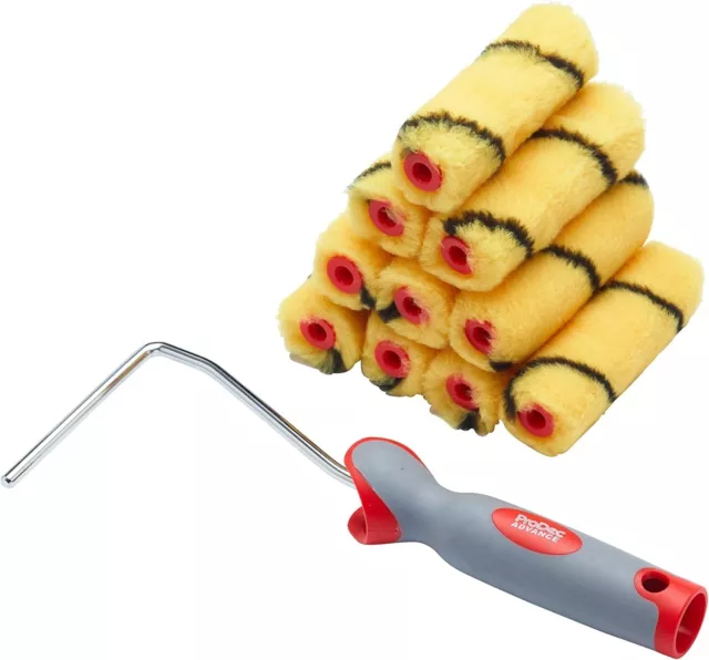 ProDec Mini Paint Rollers 11-Piece 4" Woven Acrylic Fibre Strong Frame Soft Grip