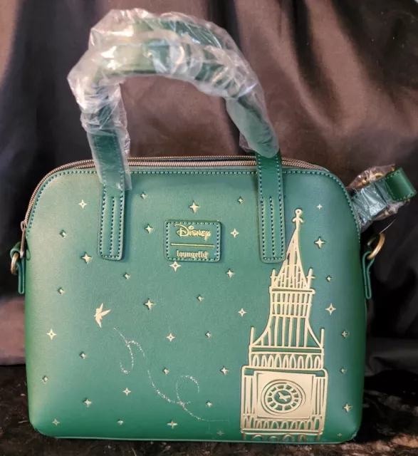 NWT Loungefly Disney Parks Peter Pan Big Ben Green Dome Satchel Purse Handbag