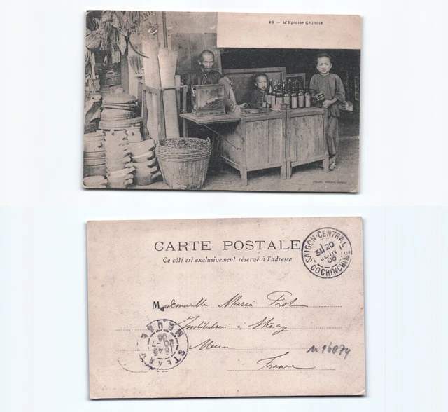 (n16074)   chinesische Küche Saigon 1906   Ansichtskarte Indochina (französ