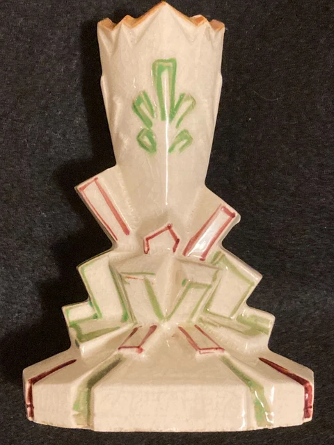 UNUSUAL VINTAGE 1940S Geometric Art Deco Vase Marked “Made in Japan” 5