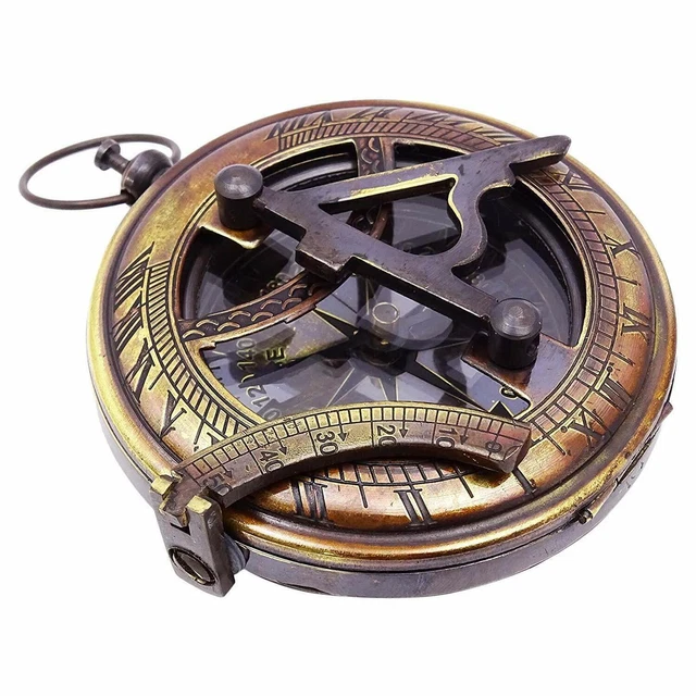 Lot De 3 Boussoles De Poche Vintage Marine - Laiton, Bouton-poussoir, Collection