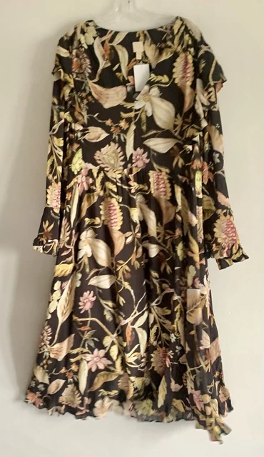Hm Floral Print Long Sleeves Flowy Maxi Dress Size: Medium