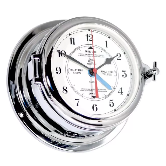 Schatz Horloge de Navire Chrome Avec Indicateur Marée Bxh 155x68mm Midi 453cia