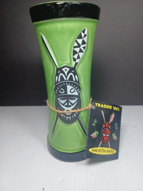 Tiki FARM Trader Vic's Logo Green Tall Cup Vase + Mini Cocktail Sampler Recipes