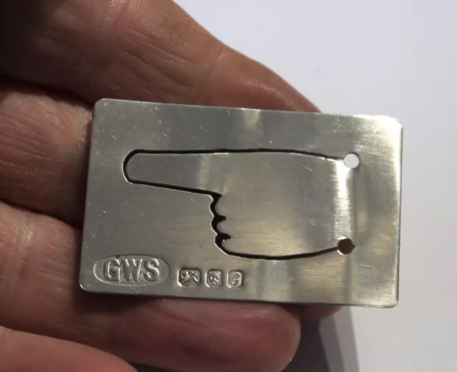 Super Novelty Pointed Finger Hand Solid Sterling Hm 1981 Silver 925 Bookmark
