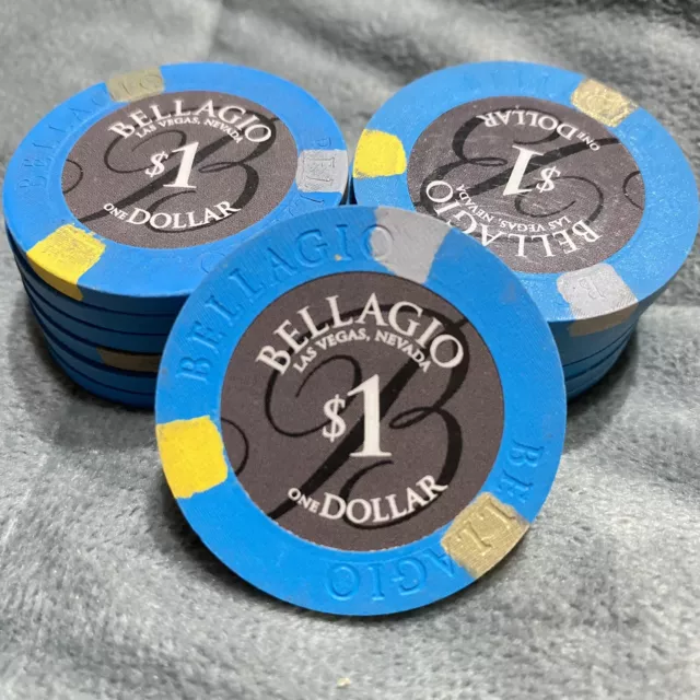 Current $1 One Dollar Poker Gaming Chip Bellagio Hotel Casino Las Vegas Nevada