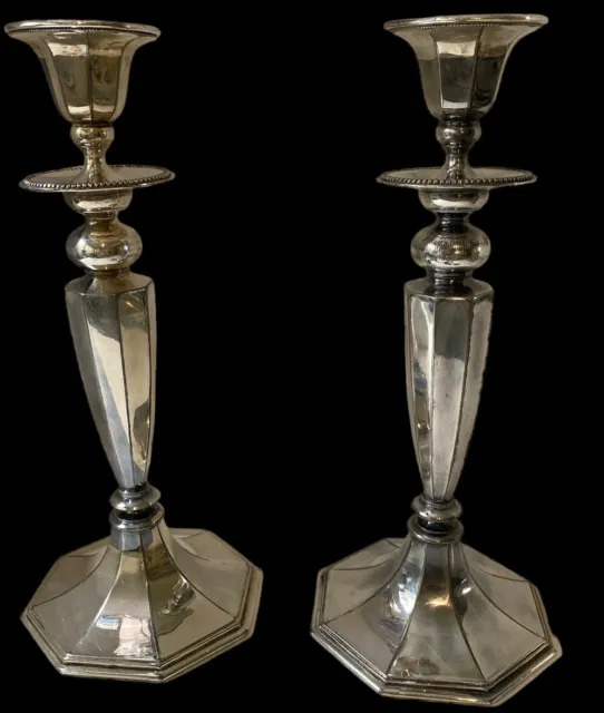Estate Derby Silver Co, Birmingham, CT 12” Weighted Candlesticks. Formal Decor