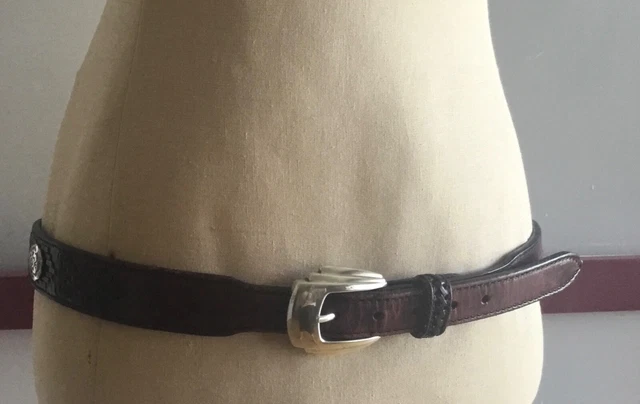 Vintage 90s Wrangler Conchos Western Leather Belt, Dark Burgundy Size 36