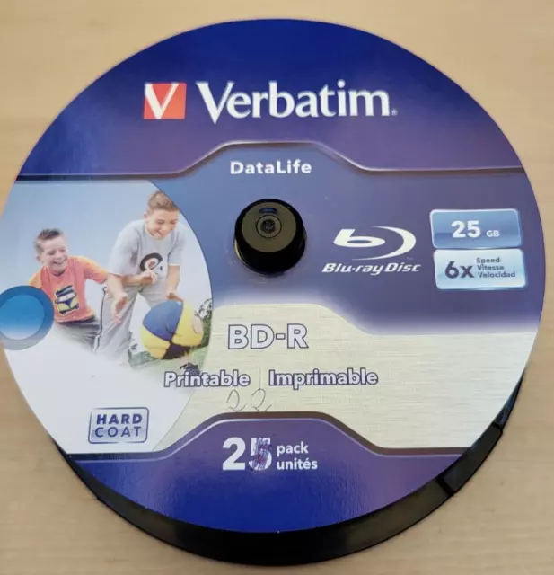 22  BD-R Rohlinge - Blu-ray - 25GB  6x Speed - Printable Verbatim - Auf Spindel