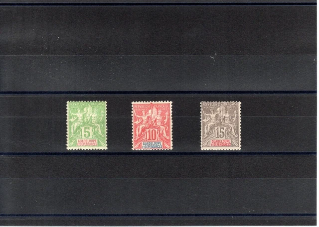 Timbre Guadeloupe France Colonie 1900 N°40/42 Neuf* Mh