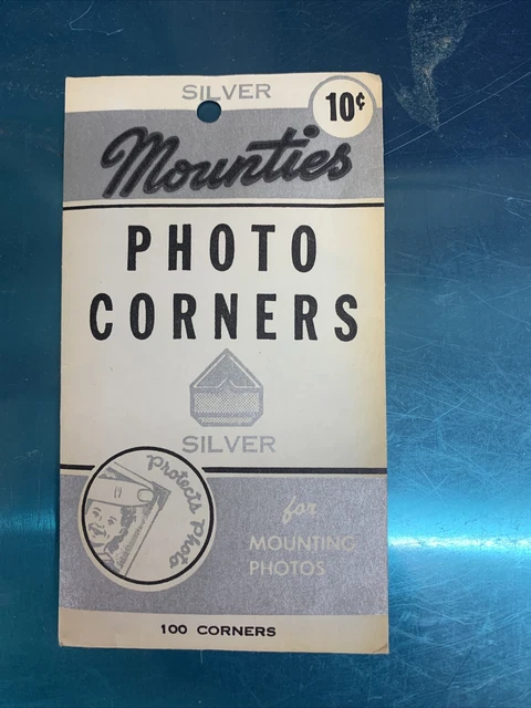Álbum de fotos plateado de colección con esquinas de montaje. Hecho en EE. UU.